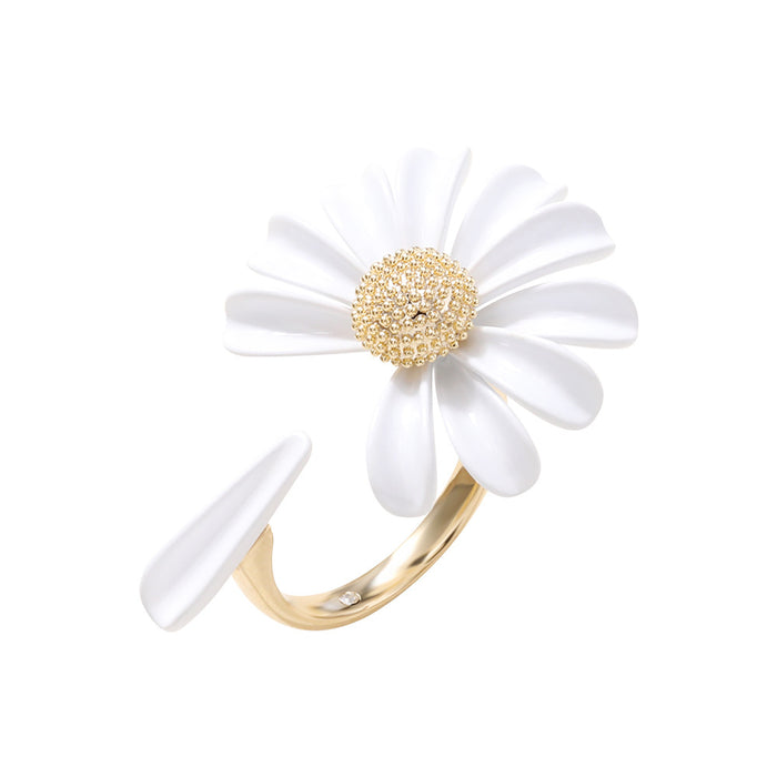 Gold plated jewelry beautiful daisy flower Enamel glaze ring