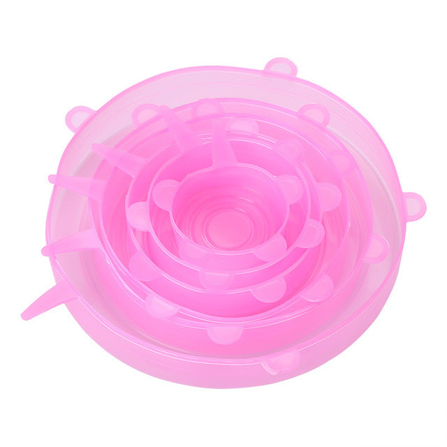 Re-usable Stretchable Food Silicone Lid, 6 Pcs