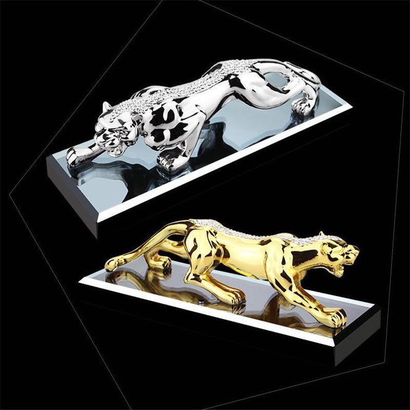 Fashion gold leopard statue miniature geometric metal leopard statue car decoration