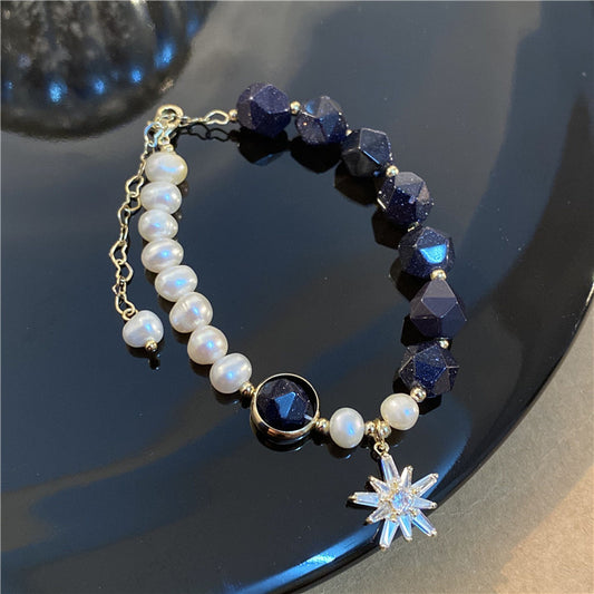 “The Milky Way” fashion 14K gold pearl beaded bracelet natural stone bracelet for women