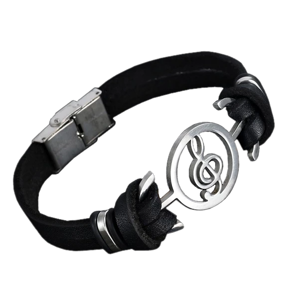 Music Charm Men's Leather Bracelet