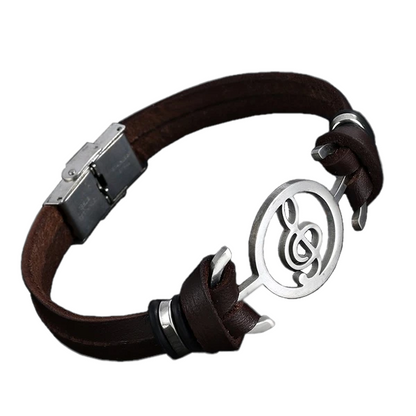 Music Charm Men's Leather Bracelet