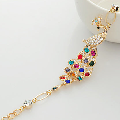 Fashion 18K Gold Plated Colorful Rhinestone Peacock Bracelet Multicolor Austrian Crystal Bangle Bracelet