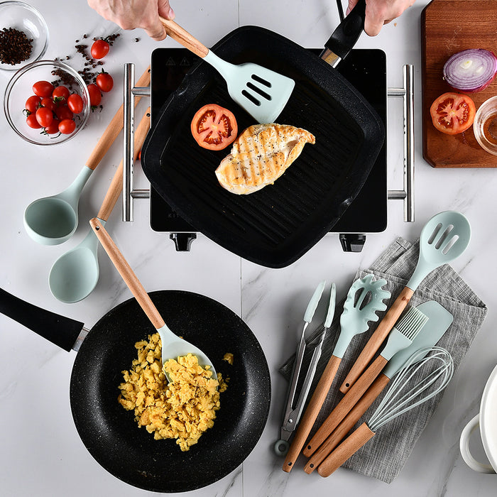 High Quality Set of Family Suits Cookware 11 pieces Silicone Cooking Ware, Heat Resistance Silicone Set of Cookware