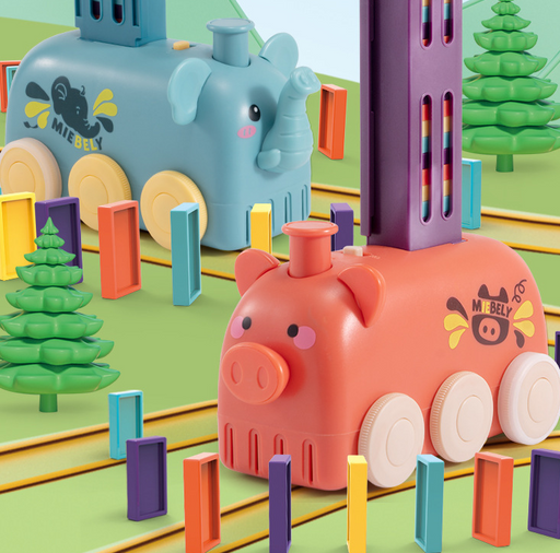 Children's Animal Domino Car Toy Set Stereo Blocks Train Set