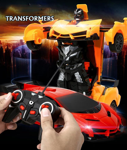 One-button deformation remote control car robot