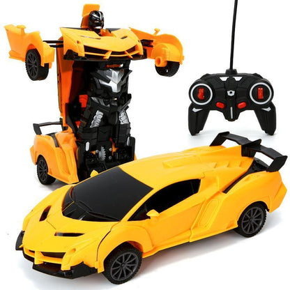 One-button deformation remote control car robot