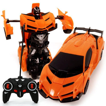 One-button deformation remote control car robot