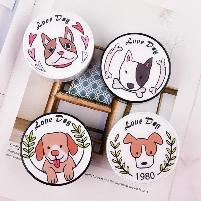 Round acrylic patch cute dog contact lens case
