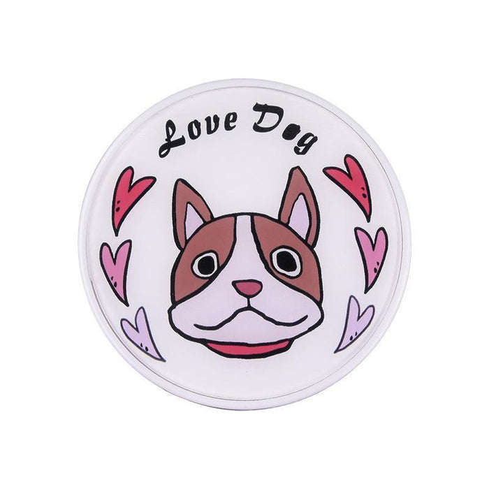 Round acrylic patch cute dog contact lens case