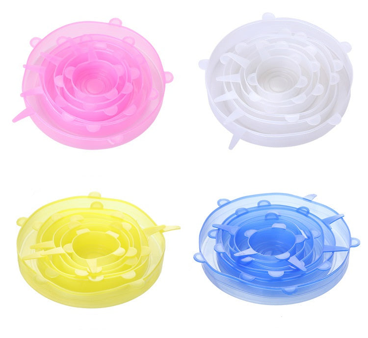 Re-usable Stretchable Food Silicone Lid, 6 Pcs