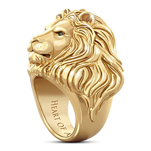 "Heart Of A Lion" Fashion plated 24K Gold Ion-Plated Men's Sapphire Ring