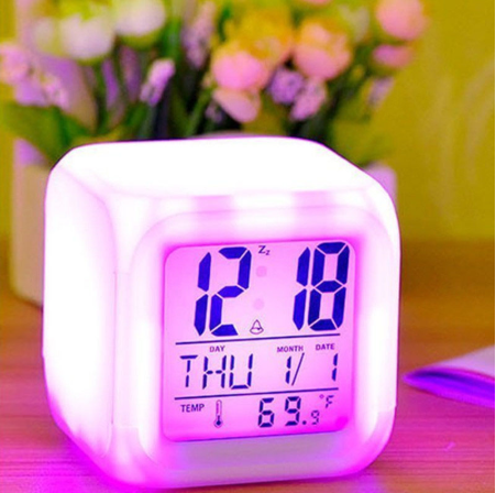 7 Color Change LED Digital Alarm Clock Multi-Funtional Stress Relieve Alarm Clock Digital Glowing Clock Bedroom Products
