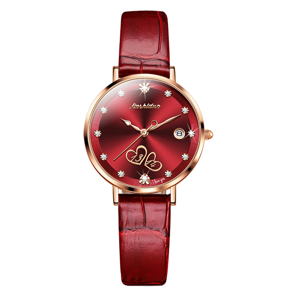 Hot Selling Heart-shaped Pattern Quartz Waterproof Ladies Watch