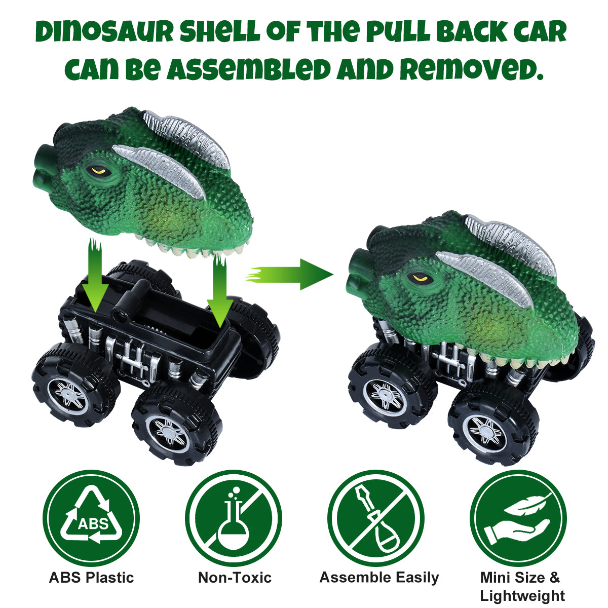 Dinosaur Toy Children's Resilience Car  8 Pieces Of Car Toys For 3-8 Years Old And Up