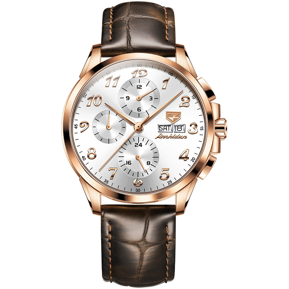 Multi-function Timing Automatic Mechanical Watch With Double Calendar