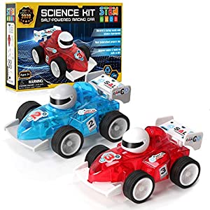 Science Kit Stem Toys Salt Water Powered Racing Car Green Energy Learning Educational Experiments Car Toys Gifts for Boys & Girls, 2 Moving Cars