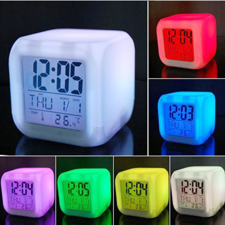 7 Color Change LED Digital Alarm Clock Multi-Funtional Stress Relieve Alarm Clock Digital Glowing Clock Bedroom Products