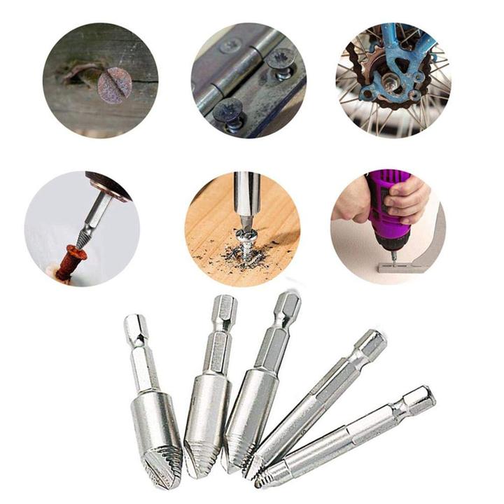 2-in-1 Premium Drill Bit & Screw Extractor ( Set of 5)