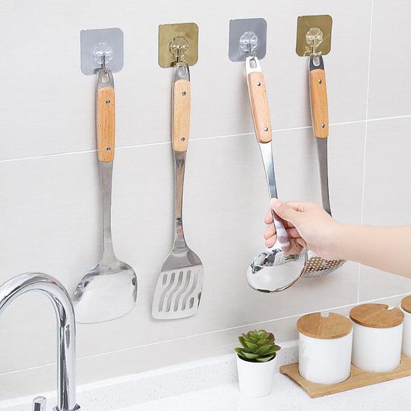 Wall Hooks Transparent Reusable Seamless Adhesive Hooks, Waterproof and Oilproof, Bathroom Kitchen Heavy Duty Wall Hanger