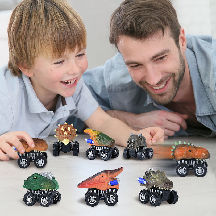 Dinosaur Toy Children's Resilience Car  8 Pieces Of Car Toys For 3-8 Years Old And Up
