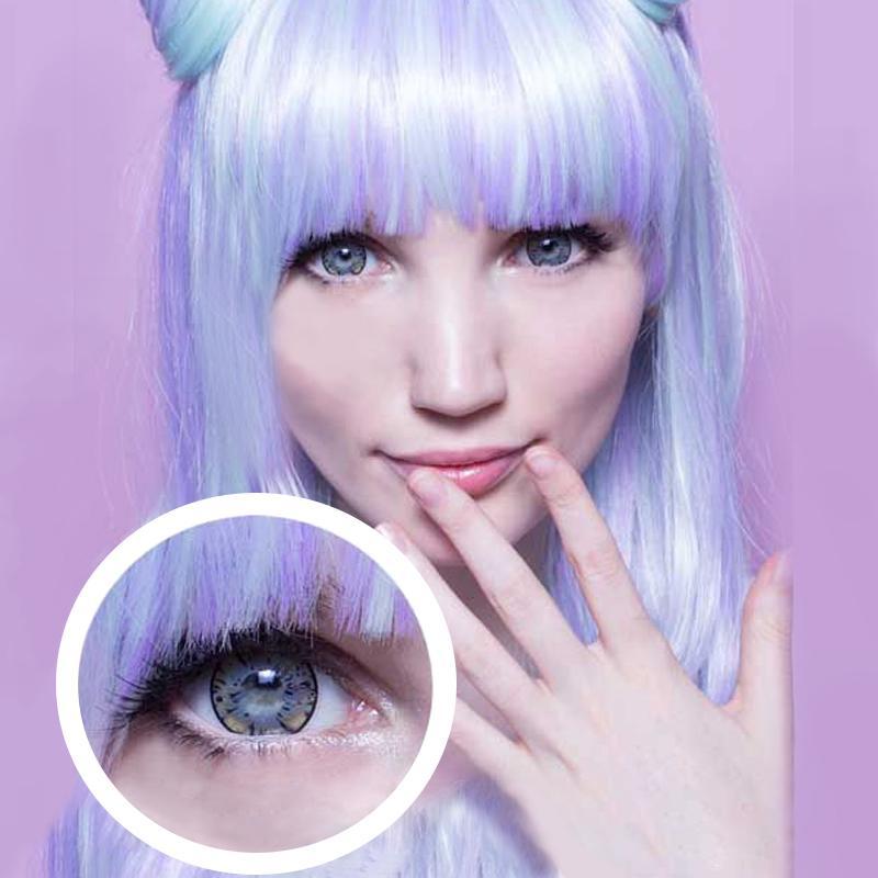 Purple blue flower-shaped big eyes (12 months) contact lenses