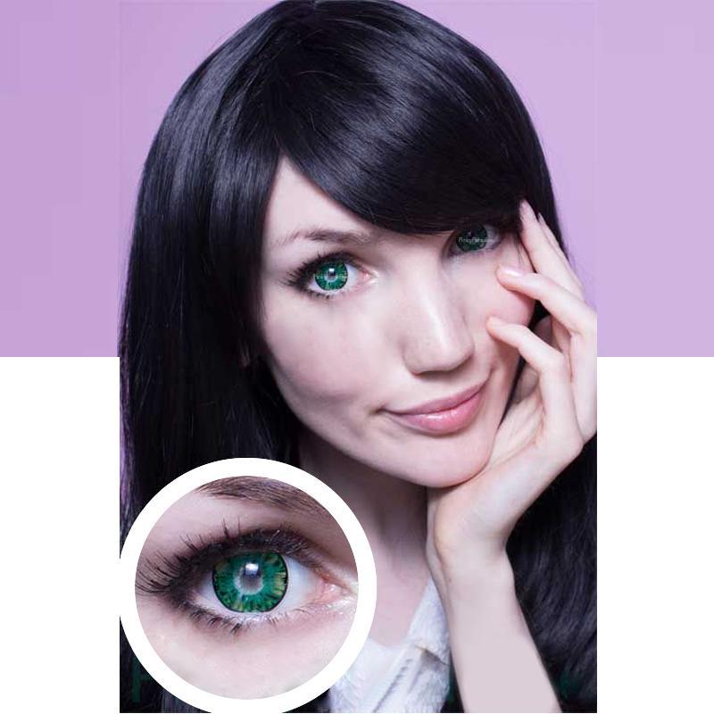 Dark green flower-shaped big eyes (12 months) contact lenses