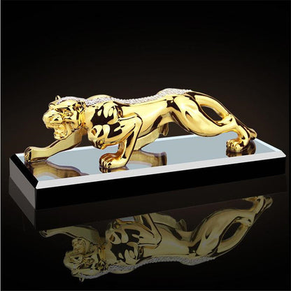 Fashion gold leopard statue miniature geometric metal leopard statue car decoration