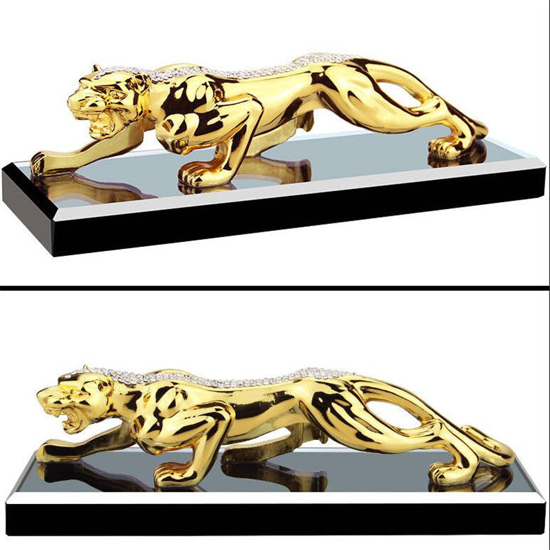 Fashion gold leopard statue miniature geometric metal leopard statue car decoration