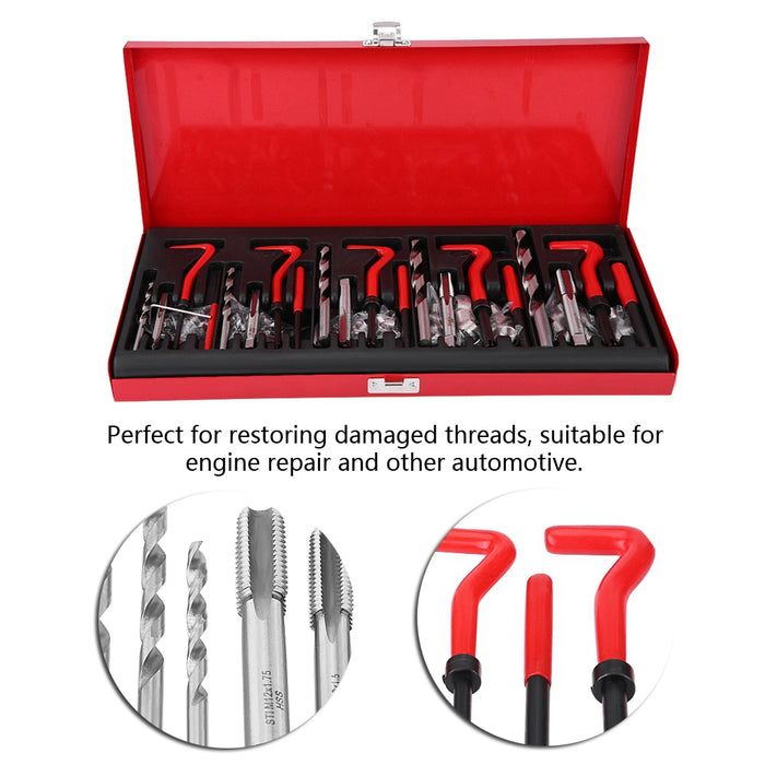 131Pcs Thread Repair Tool Kit M5/M6/M8/M10/M12 Tap Twist Drill Bits Insert Set