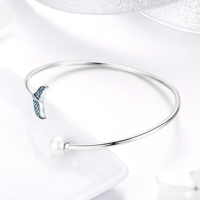 2020 Mermaid Tears Zircon Pearl Silver Jewelry 925 Sterling Silver Cuff Bracelet Bangle For Women