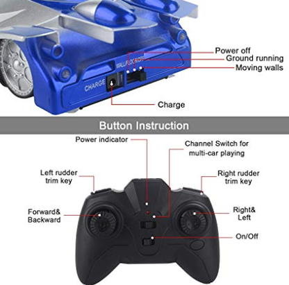 Obbug RC Climb Car for Wall, USB Rechargeable Car with Update Remote Control, 360°Rotating Gravity Defying Stunt for Kids Boy Girl Birthday Gifts