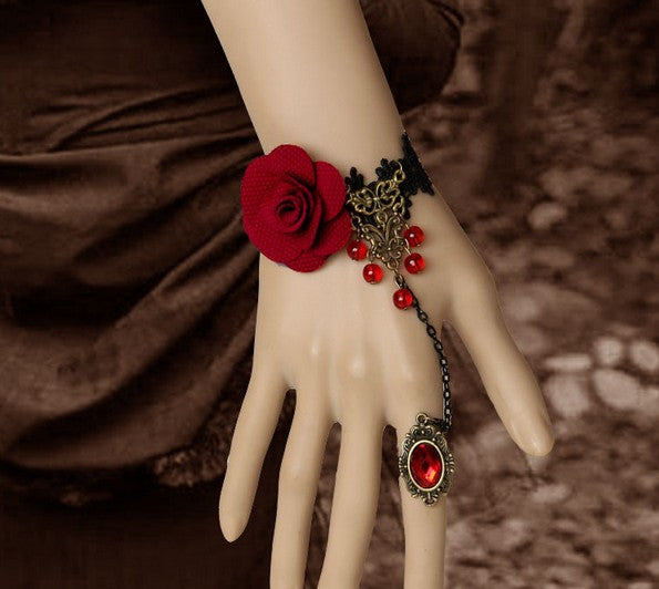 Gothic black rose Lace Lolita lady bracelet