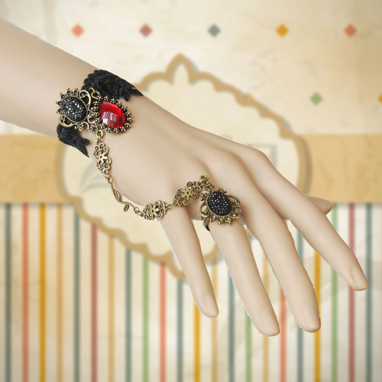 Gothic black rose Lace Lolita lady bracelet