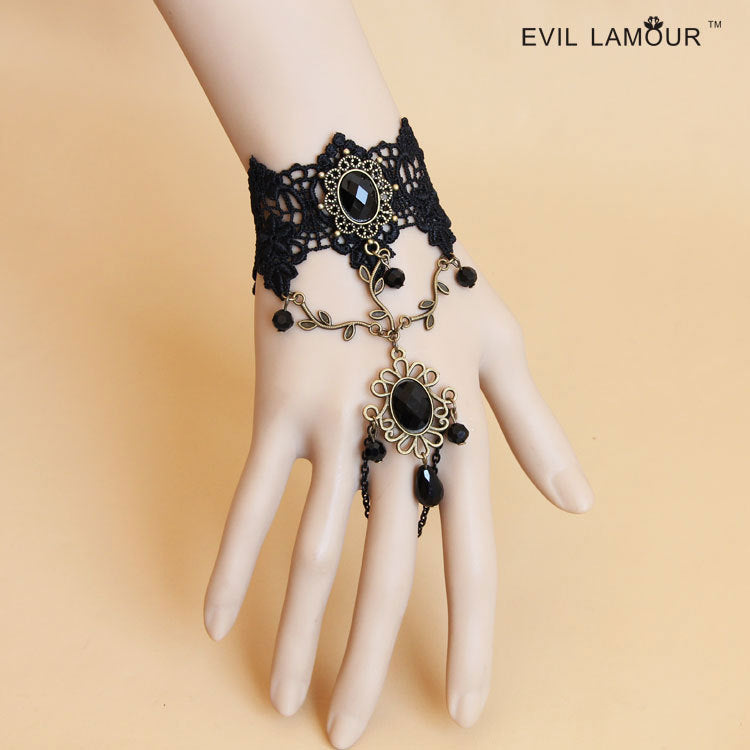 Gothic black rose Lace Lolita lady bracelet