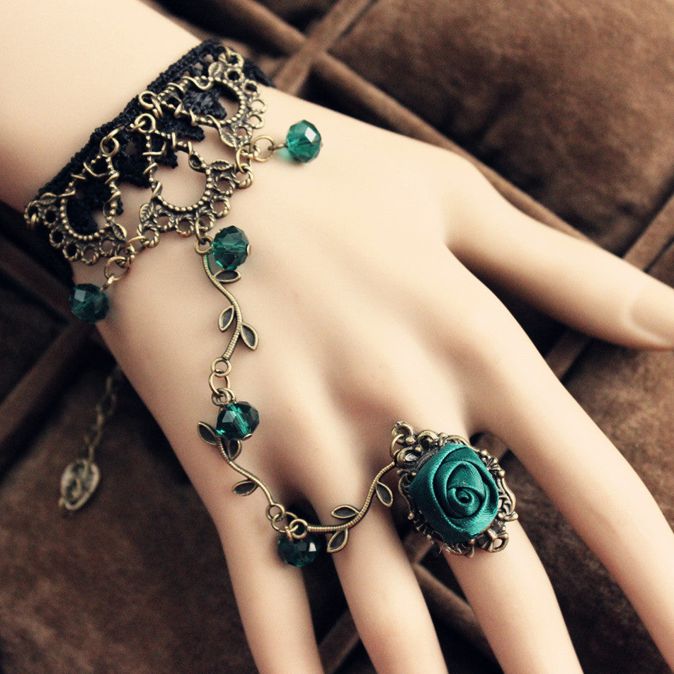 Gothic black rose Lace Lolita lady bracelet