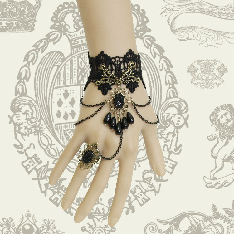 Gothic black rose Lace Lolita lady bracelet