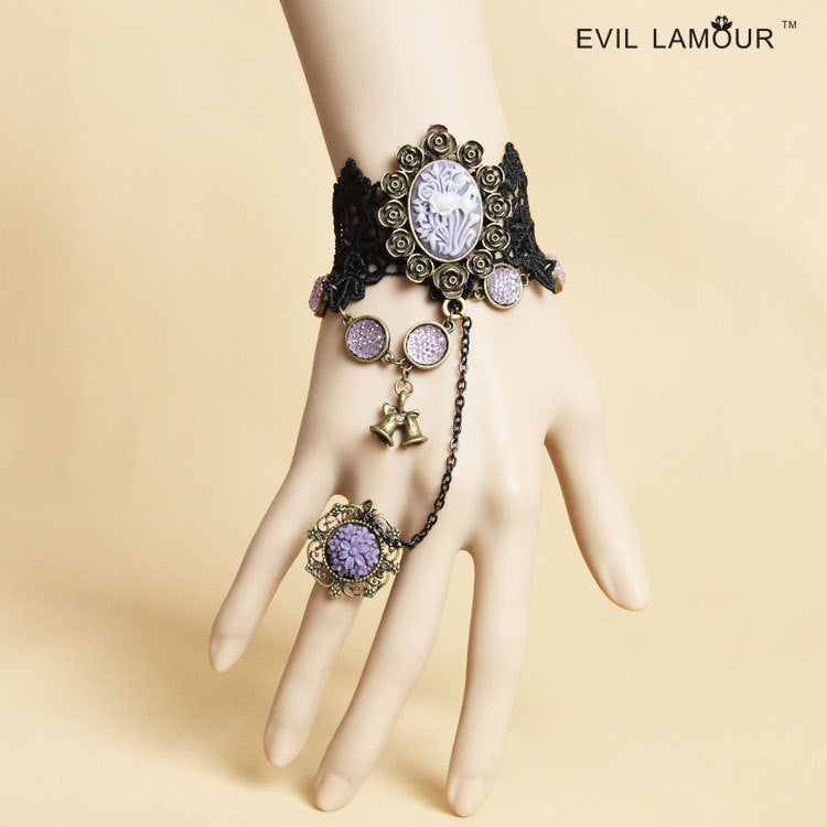 Gothic black rose Lace Lolita lady bracelet