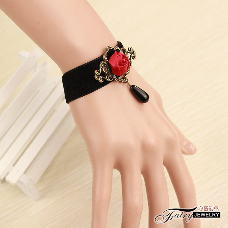 Gothic black rose Lace Lolita lady bracelet