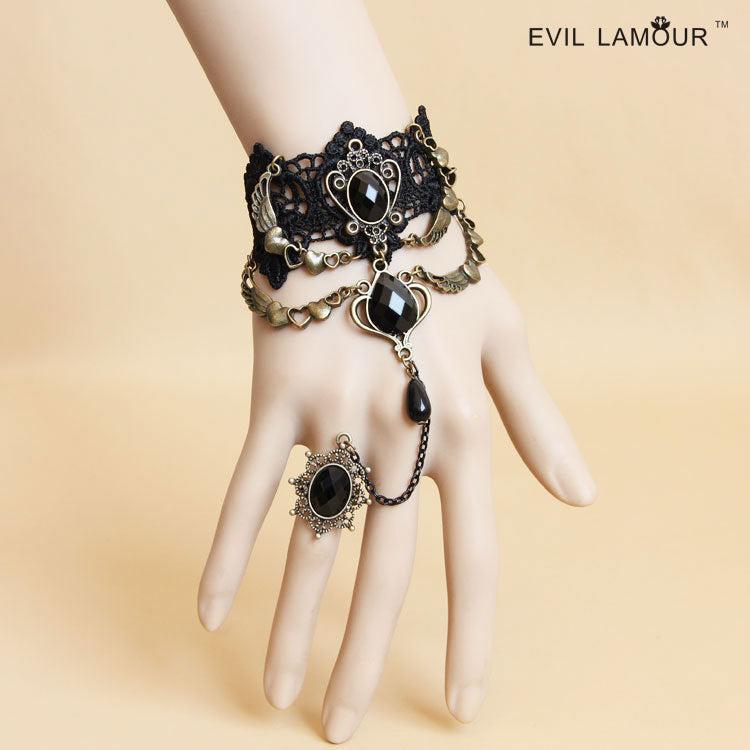 Gothic black rose Lace Lolita lady bracelet