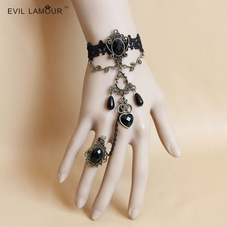 Gothic black rose Lace Lolita lady bracelet