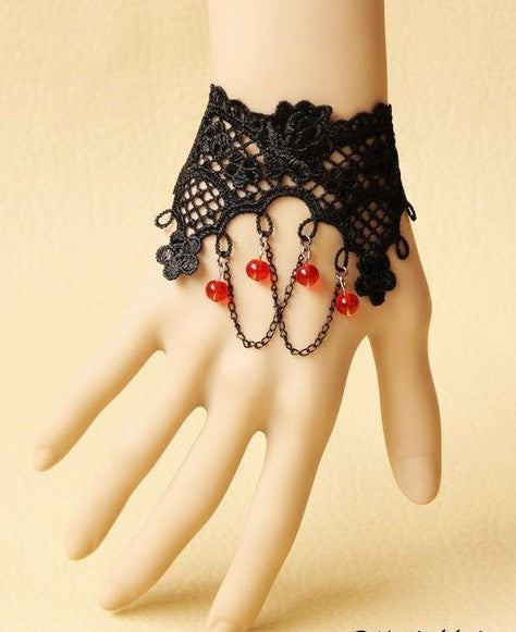 Gothic black rose Lace Lolita lady bracelet