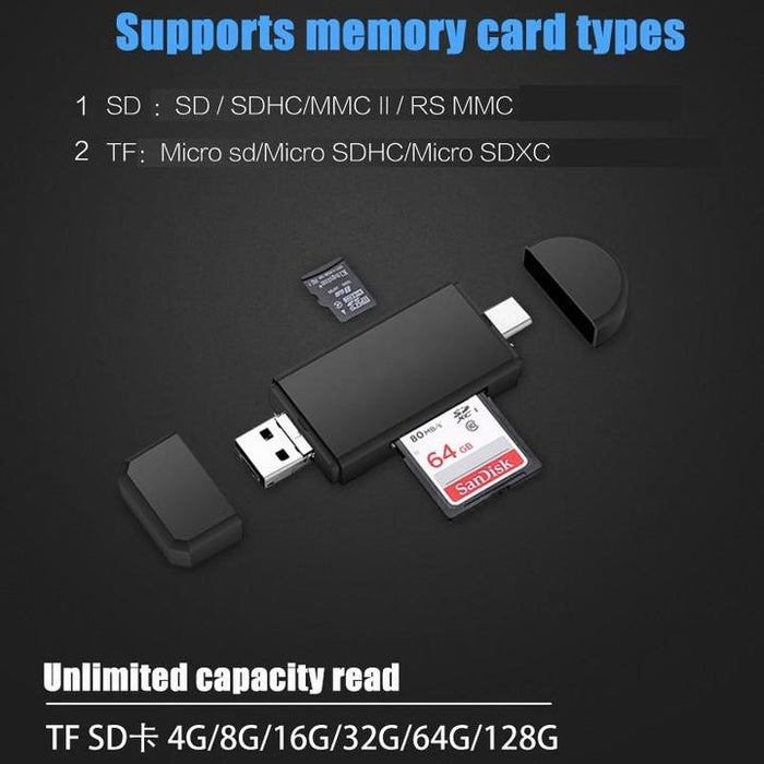 3 IN 1 Micro SD Memory Card Reader