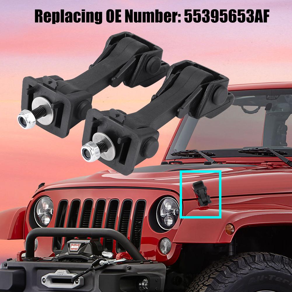 2 Set of Hood Latch Safety Catches & Brackets for Jeep Wrangler