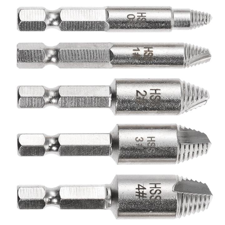 2-in-1 Premium Drill Bit & Screw Extractor ( Set of 5)