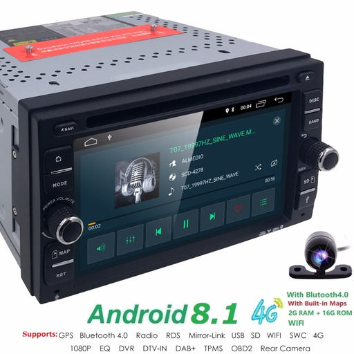 Android 8.1 2 DIN 6 inch  Quad Core Touch screen Car DVD Player Radio Stereo GPS Navi  DVR DAB SWC BT MAP Mirror-link  RDS